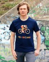 Tee Shirt Cycliste "14"  bleu bandes grises