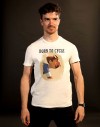 Tee Shirt ''Born to cycle'' Frenchi, fond ivoire