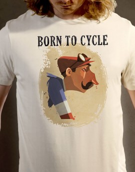 Tee Shirt ''Born to cycle'' Frenchy, fond ivoire