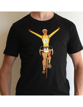 T-shirt col rond maillot jaune fond noir