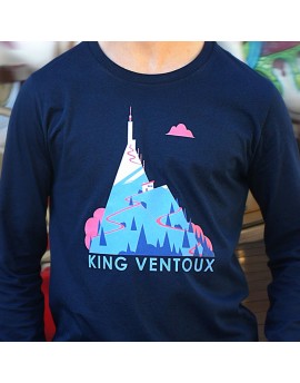 Tee shirt manche longue en coton bio homme "King Ventoux" bleu