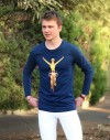 Tee shirt manche longue homme "Maillot jaune" bleu