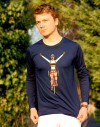 Tee shirt manche longue homme "Champion du monde" bleu